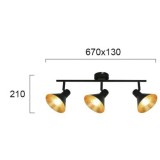 VIOKEF 4167200 | Harvey-VI Viokef spot lámpa elforgatható alkatrészek 3x E14 fekete, arany