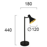 VIOKEF 4167300 | Harvey-VI Viokef asztali lámpa 44cm kapcsoló elforgatható alkatrészek 1x E14 fekete, arany