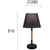 VIOKEF 4188101 | Villy Viokef asztali lámpa 33cm kapcsoló 1x E27 fekete, natúr