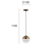 VIOKEF 4190200 | Violla Viokef függeszték lámpa 1x E27 antikolt bronz, matt opál