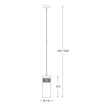 ZUMA LINE P0389-01D-0FD2 | Gem Zuma Line függeszték lámpa henger rövidíthető vezeték 1x G9 antikolt bronz, átlátszó, kristály