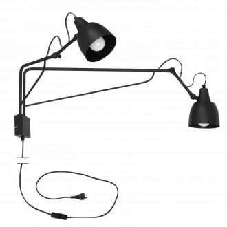 ALDEX 1002D1 | Soho-AL Aldex falikar lámpa vezeték kapcsoló elforgatható alkatrészek 2x E27 fekete