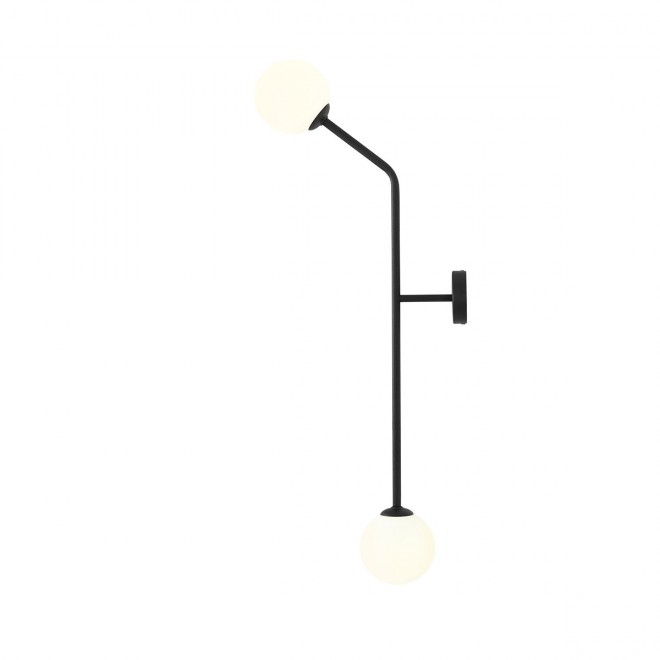 ALDEX 1064D1_2 | Pure-AL Aldex falikar lámpa 2x E14 fekete, opál