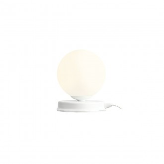 ALDEX 1076B_S | Ball-AL Aldex asztali lámpa gömb 17cm vezeték kapcsoló 1x E14 fehér, opál