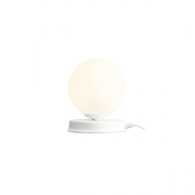 ALDEX 1076B_S | Ball-AL Aldex asztali lámpa gömb 17cm vezeték kapcsoló 1x E14 fehér, opál