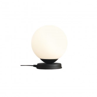 ALDEX 1076B1_M | Ball-AL Aldex asztali lámpa gömb 23cm vezeték kapcsoló 1x E27 fekete, opál