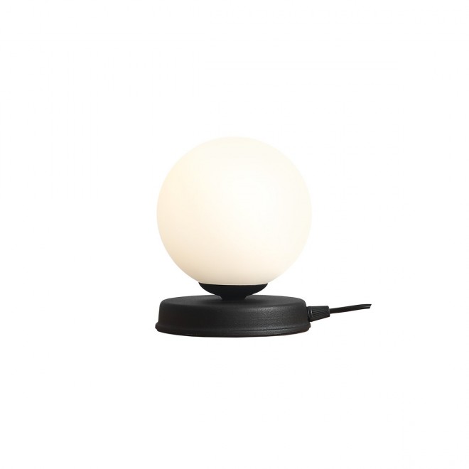 ALDEX 1076B1_S | Ball-AL Aldex asztali lámpa gömb 17cm vezeték kapcsoló 1x E14 fekete, opál