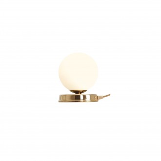 ALDEX 1076B30_S | Ball-AL Aldex asztali lámpa gömb 17cm vezeték kapcsoló 1x E14 arany, opál