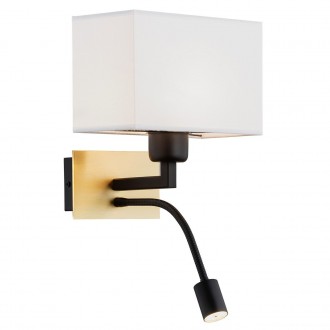 ARGON 1040 | Bill-AR Argon falikar lámpa kapcsoló flexibilis 1x E27 + 1x LED 560lm súrolt arany, matt fekete, fehér