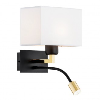 ARGON 1051 | Bill-AR Argon falikar lámpa kapcsoló flexibilis 1x E27 + 1x LED 560lm súrolt arany, matt fekete, fehér