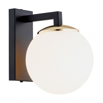 ARGON 4771 | Moritz-AR Argon falikar lámpa 1x E27 fekete, sárgaréz, opál