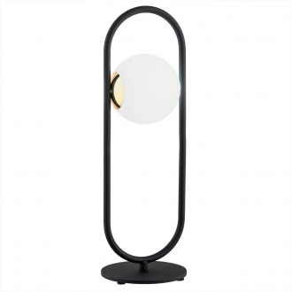 ARGON 4992 | Rovetto Argon asztali lámpa 47cm kapcsoló 1x G9 fekete, sárgaréz, opál