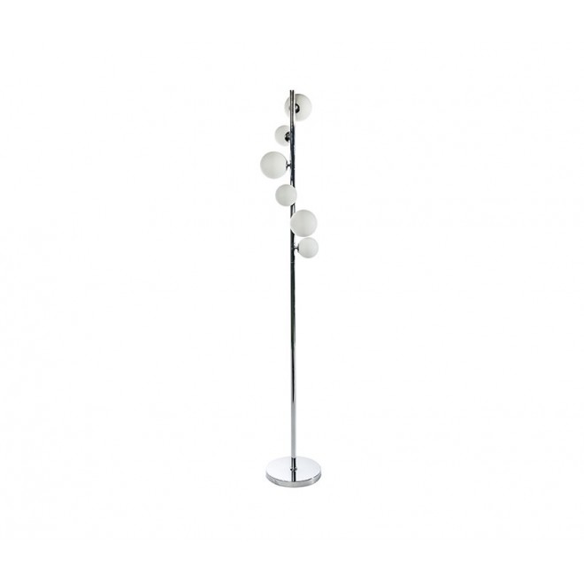 AZZARDO 2101 | Sybilla Azzardo álló lámpa 150cm kapcsoló 6x G9 króm, fehér, opál