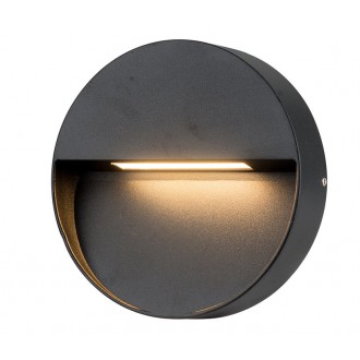 AZZARDO 4365 | Casoria Azzardo fali lámpa kerek 1x LED 450lm 3000K IP54 sötétszürke, átlátszó
