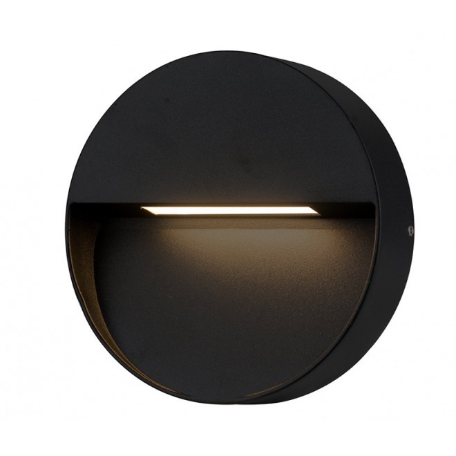 AZZARDO 4366 | Casoria Azzardo fali lámpa kerek 1x LED 450lm 3000K IP54 fekete, átlátszó