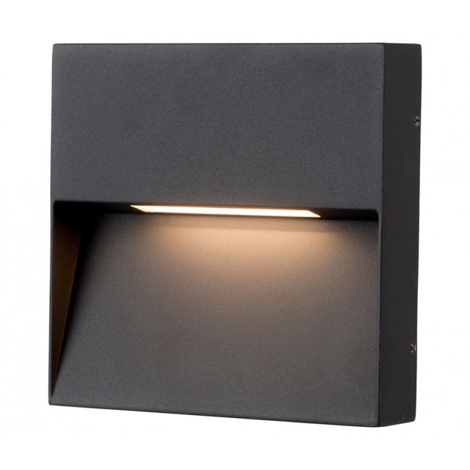 AZZARDO 4367 | Casoria Azzardo fali lámpa négyzet 1x LED 450lm 3000K IP54 sötétszürke, átlátszó