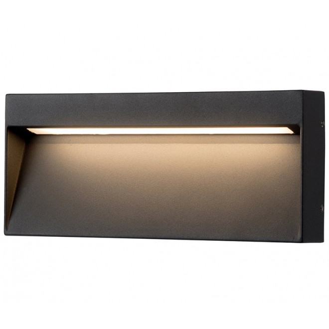 AZZARDO 4368 | Casoria Azzardo fali lámpa téglalap 1x LED 450lm 3000K IP54 sötétszürke, átlátszó