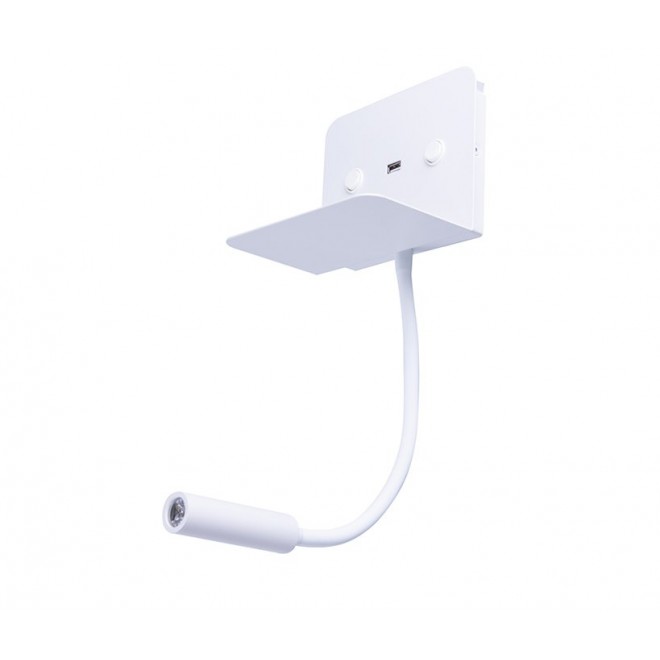 AZZARDO 4417 | Vera-AZ Azzardo falikar lámpa kapcsoló flexibilis, USB csatlakozó 1x LED 500lm + 1x LED 250lm 3000K fehér