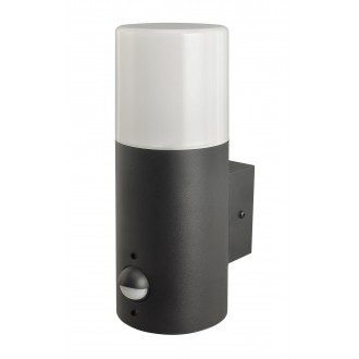 AZZARDO 4479 | Nils-AZ Azzardo falikar lámpa mozgásérzékelő, fényérzékelő szenzor - alkonykapcsoló 1x E27 IP44 fekete, opál