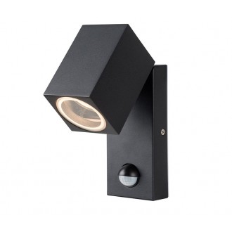 AZZARDO 4695 | Goran Azzardo spot lámpa mozgásérzékelő, fényérzékelő szenzor - alkonykapcsoló elforgatható alkatrészek 1x GU10 IP44 fekete, átlátszó