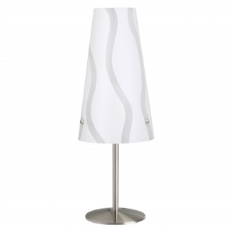 BRILLIANT 02747/05 | Isi Brilliant asztali lámpa 36cm vezeték kapcsoló 1x E14 szatén nikkel, fehér