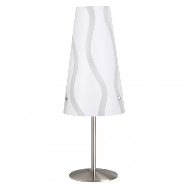 BRILLIANT 02747/05 | Isi Brilliant asztali lámpa 36cm vezeték kapcsoló 1x E14 szatén nikkel, fehér
