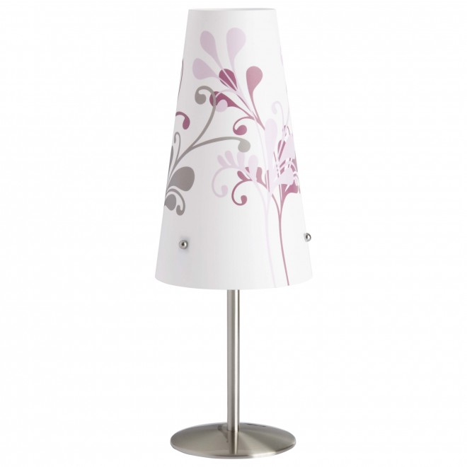 BRILLIANT 02747/78 | Isi Brilliant asztali lámpa 36cm vezeték kapcsoló 1x E14 szatén nikkel, fehér, lila