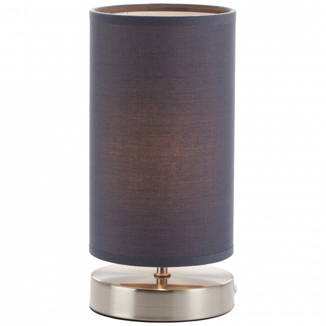 BRILLIANT 13247/22 | Clarie Brilliant asztali lámpa 25,5cm vezeték kapcsoló 1x E14 szatén nikkel, szürke