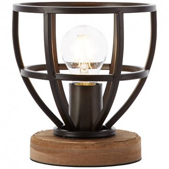 BRILLIANT 92610/76 | Matrix-BRI Brilliant asztali lámpa 19,5cm kapcsoló 1x E27 galvanizált fémfelület, fa., fekete