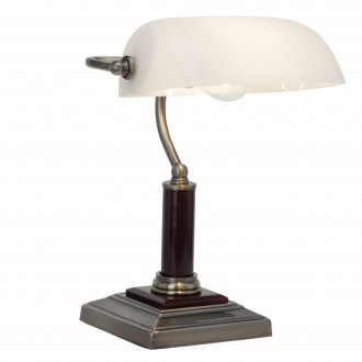 BRILLIANT 92679/31 | Bankir Brilliant asztali lámpa 33,5cm vezeték kapcsoló 1x E27 antikolt réz, fehér
