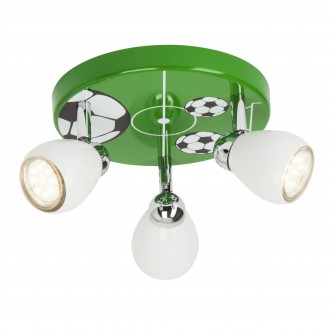 BRILLIANT G56234/74 | Soccer Brilliant mennyezeti lámpa elforgatható alkatrészek 3x GU10 750lm 3000K zöld, fekete, fehér