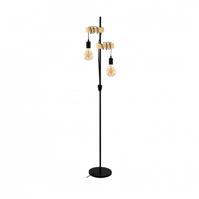 EGLO 32919 | Townshend Eglo álló lámpa 166,5cm vezeték kapcsoló 2x E27 fekete, barna