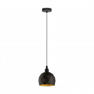 EGLO 33345 | Roccaforte Eglo függeszték lámpa 1x E14 fekete nikkel, arany