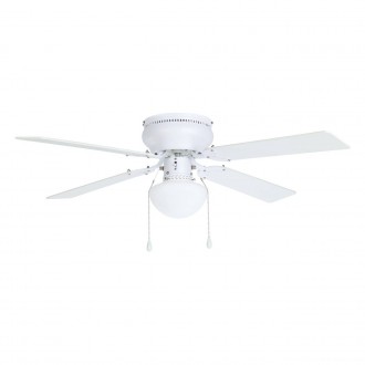 EGLO 35181 | Cagliari Eglo ventilátoros lámpa mennyezeti 2x húzókapcsoló 1x E27 matt fehér, tölgy, opál