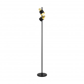 EGLO 39388 | Fiumara Eglo álló lámpa 168,5cm taposókapcsoló elforgatható alkatrészek 2x E27 fekete, arany
