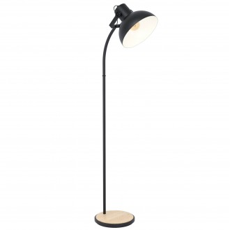 EGLO 43166 | Lubenham Eglo álló lámpa 160cm taposókapcsoló elforgatható alkatrészek 1x E27 fekete, natúr, barna
