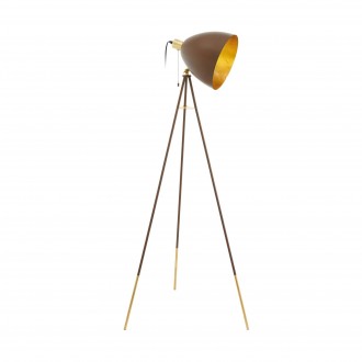 EGLO 49519 | Chester-1 Eglo álló lámpa 149,5cm húzókapcsoló elforgatható alkatrészek 1x E27 rozsdabarna, arany