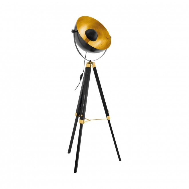 EGLO 49618 | Covaleda Eglo álló lámpa 164cm vezeték kapcsoló elforgatható alkatrészek 1x E27 fekete, sárgaréz, arany