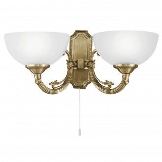 EGLO 82752 | Savoy Eglo falikar lámpa húzókapcsoló 2x E14 bronz, fehér