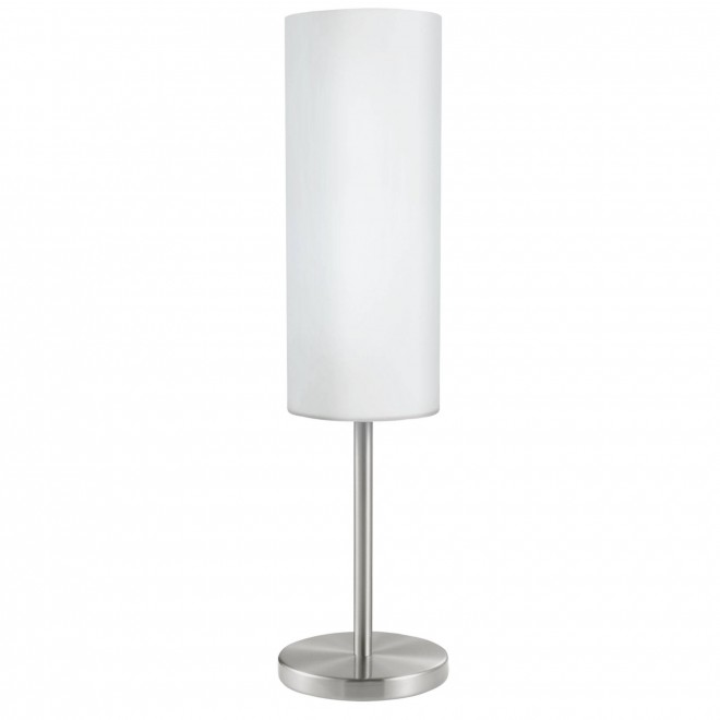 EGLO 85981 | Troy3 Eglo asztali lámpa 46cm vezeték kapcsoló 1x E27 matt nikkel, fehér, szatén