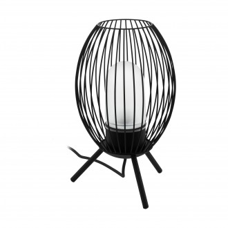 EGLO 900123 | Fusignano Eglo asztali lámpa 41cm vezetékkel, villásdugóval elátott 1x E27 IP44 fekete, opál