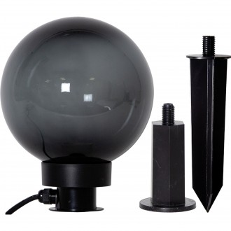 EGLO 900201 | Monterollo-Smoke Eglo leszúrható lámpa gömb vezetékkel, villásdugóval elátott 1x E27 IP44 fekete, áttetsző fekete