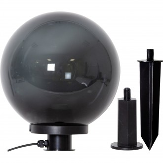 EGLO 900202 | Monterollo-Smoke Eglo leszúrható lámpa gömb vezetékkel, villásdugóval elátott 1x E27 IP44 fekete, áttetsző fekete