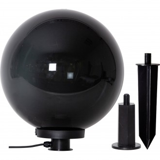EGLO 900203 | Monterollo-Smoke Eglo leszúrható lámpa gömb vezetékkel, villásdugóval elátott 1x E27 IP44 fekete, áttetsző fekete