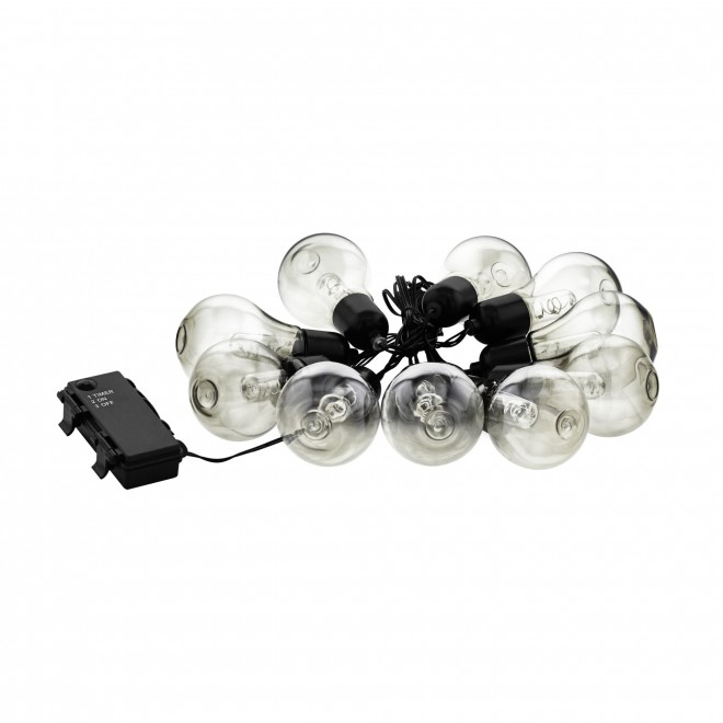 EGLO 900299 | Libisa Eglo dekor lámpa kapcsoló elemes/akkus, időkapcsoló 10x LED 3000K IP44 fekete, füst
