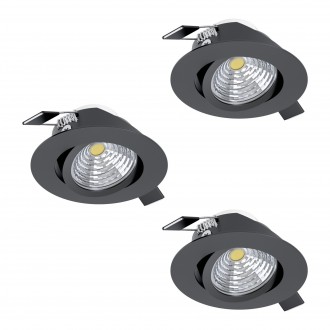 EGLO 900747 | Saliceto Eglo beépíthető lámpa kerek szabályozható fényerő, 3 darabos szett, billenthető Ø88mm 3x LED 1350lm 2700K fekete