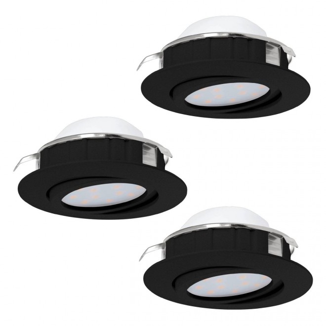 EGLO 900749 | Pineda Eglo beépíthető lámpa kerek szabályozható fényerő, 3 darabos szett, billenthető Ø84mm 3x LED 1500lm 3000K fekete