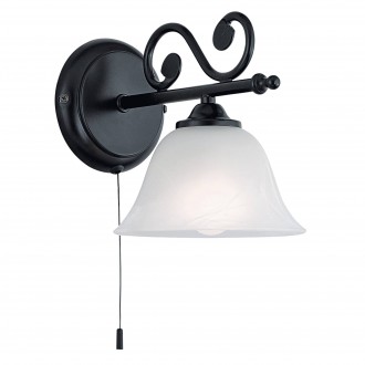 EGLO 91006 | Murcia Eglo falikar lámpa húzókapcsoló 1x E14 fekete, alabástrom, fehér