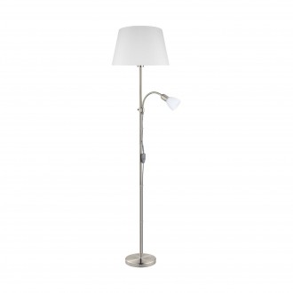 EGLO 95686 | Conesa Eglo álló lámpa 170cm vezeték kapcsoló 1x E27 + 1x E14 matt nikkel, fehér