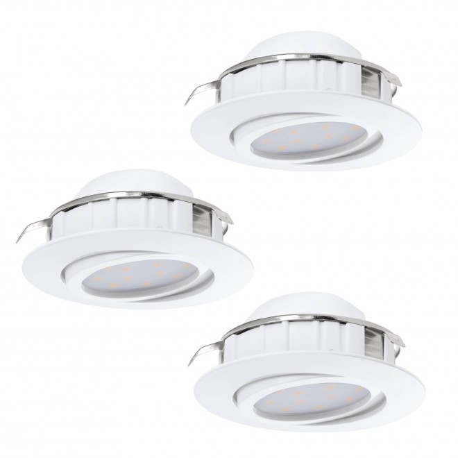 EGLO 95851 | Pineda Eglo beépíthető lámpa kerek 3 darabos szett, billenthető Ø84mm 3x LED 1500lm 3000K fehér